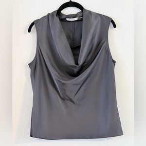 Calvin Klein Black Sleeveless Draped Neckline Blouse Size S